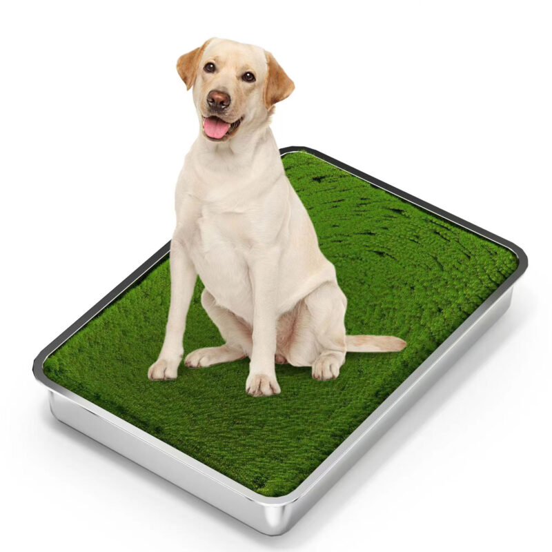 Large Artificial Grass Stainless Steel Dog Toilet Potty Tray